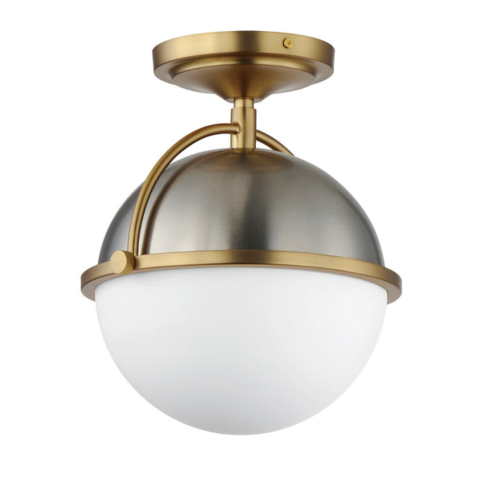 Myhouse Lighting Maxim - 12410SWSNSBR - One Light Semi Flush Mount - Duke - Satin Nickel / Satin Brass