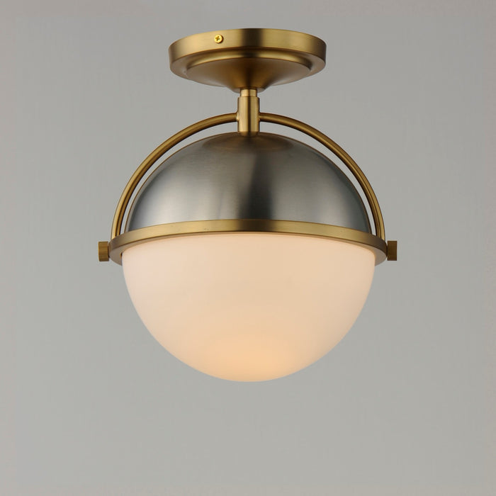 Myhouse Lighting Maxim - 12410SWSNSBR - One Light Semi Flush Mount - Duke - Satin Nickel / Satin Brass