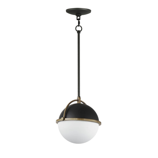 Myhouse Lighting Maxim - 12411SWBKWBR - One Light Pendant - Duke - Black/Weathered Brass