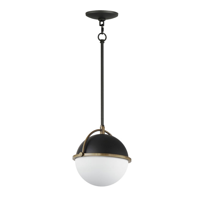 Myhouse Lighting Maxim - 12411SWBKWBR - One Light Pendant - Duke - Black/Weathered Brass