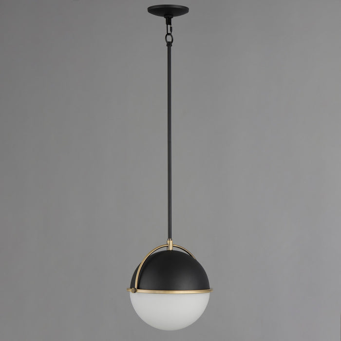 Myhouse Lighting Maxim - 12412SWBKWBR - One Light Pendant - Duke - Black/Weathered Brass