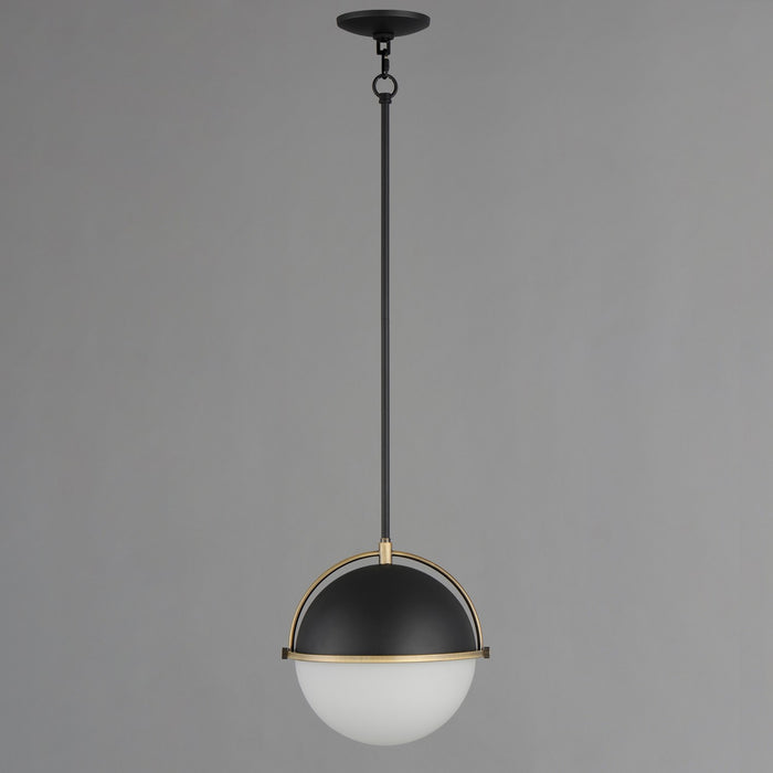 Myhouse Lighting Maxim - 12412SWBKWBR - One Light Pendant - Duke - Black/Weathered Brass