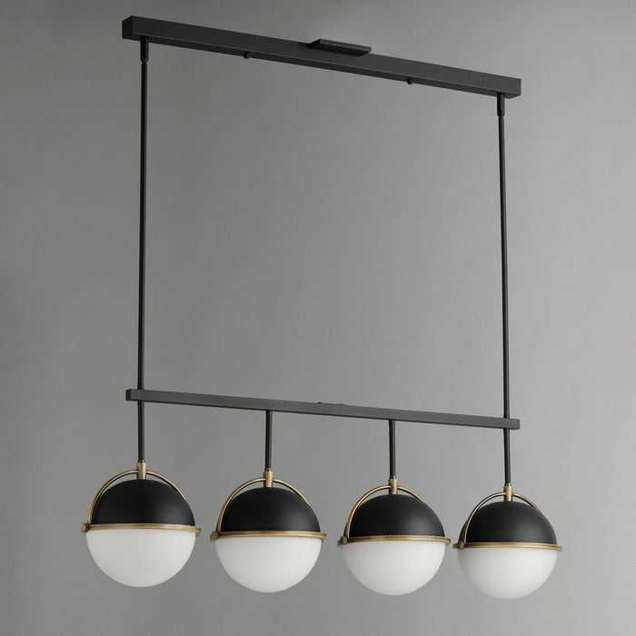 Myhouse Lighting Maxim - 12414SWBKWBR - Four Light Linear Pendant - Duke - Black/Weathered Brass