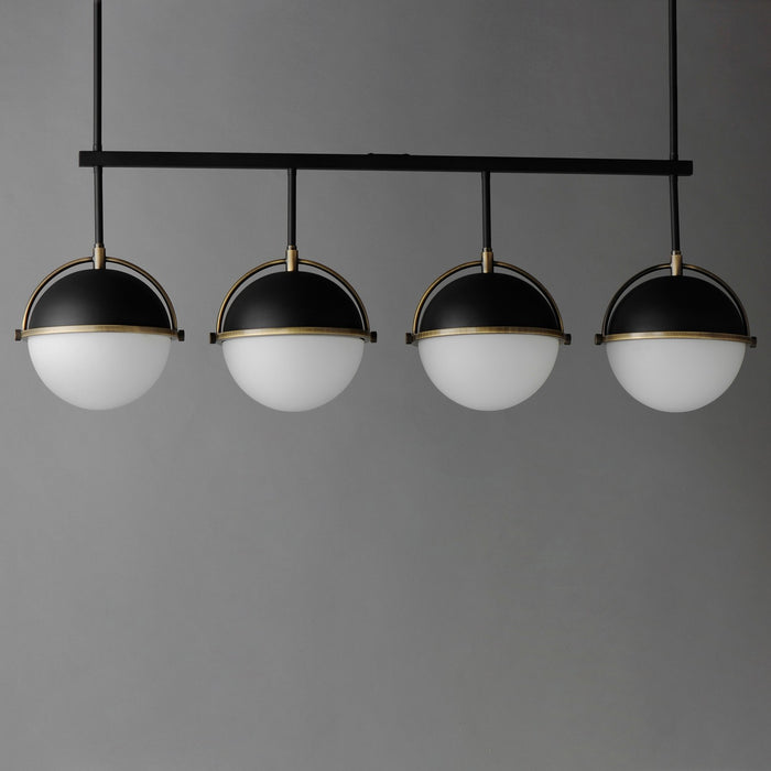 Myhouse Lighting Maxim - 12414SWBKWBR - Four Light Linear Pendant - Duke - Black/Weathered Brass