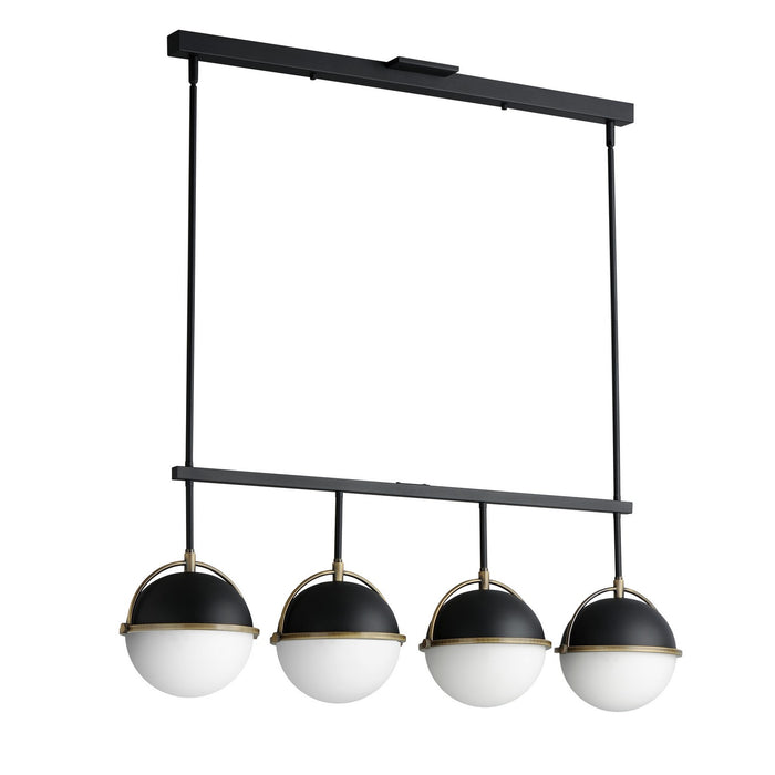 Myhouse Lighting Maxim - 12414SWBKWBR - Four Light Linear Pendant - Duke - Black/Weathered Brass