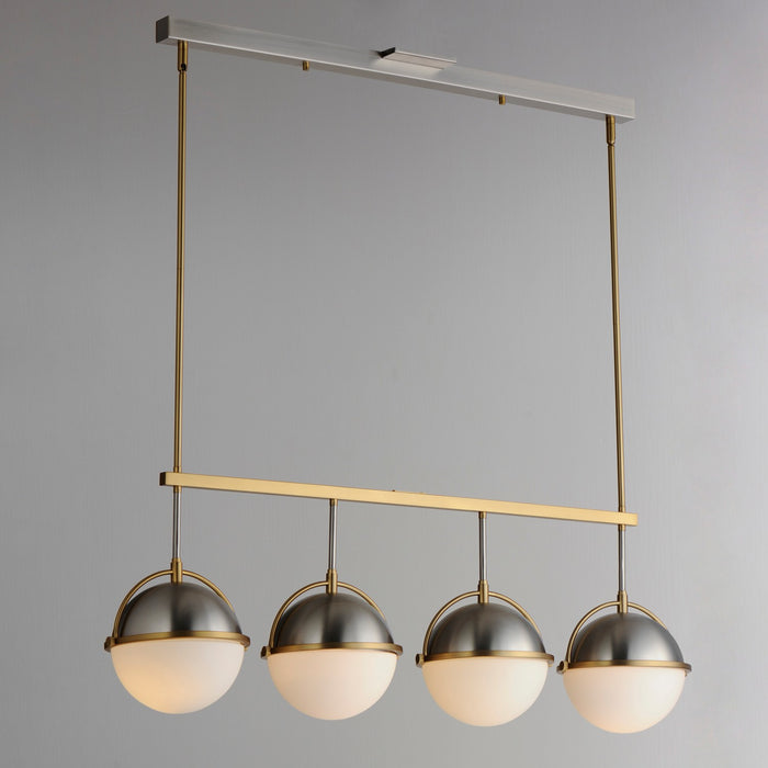 Myhouse Lighting Maxim - 12414SWSNSBR - Four Light Linear Pendant - Duke - Satin Nickel / Satin Brass