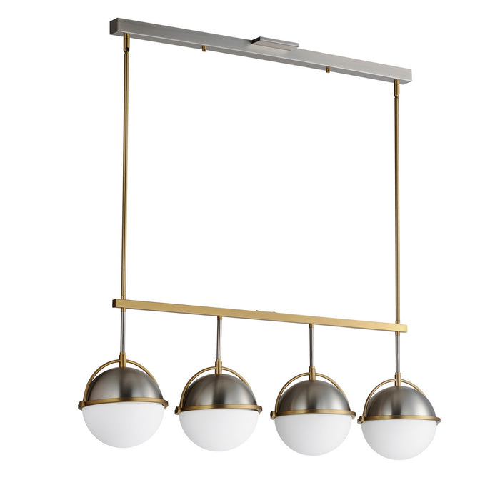 Myhouse Lighting Maxim - 12414SWSNSBR - Four Light Linear Pendant - Duke - Satin Nickel / Satin Brass