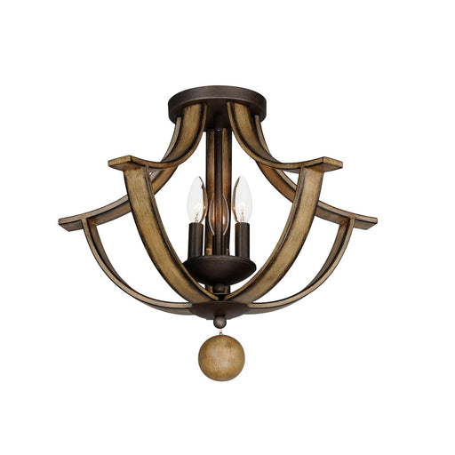 Myhouse Lighting Maxim - 20343DWAR - Three Light Semi Flush Mount - Basque - Driftwood/Anthracite