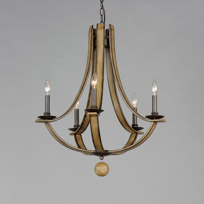 Myhouse Lighting Maxim - 20345DWAR - Five Light Chandelier - Basque - Driftwood/Anthracite