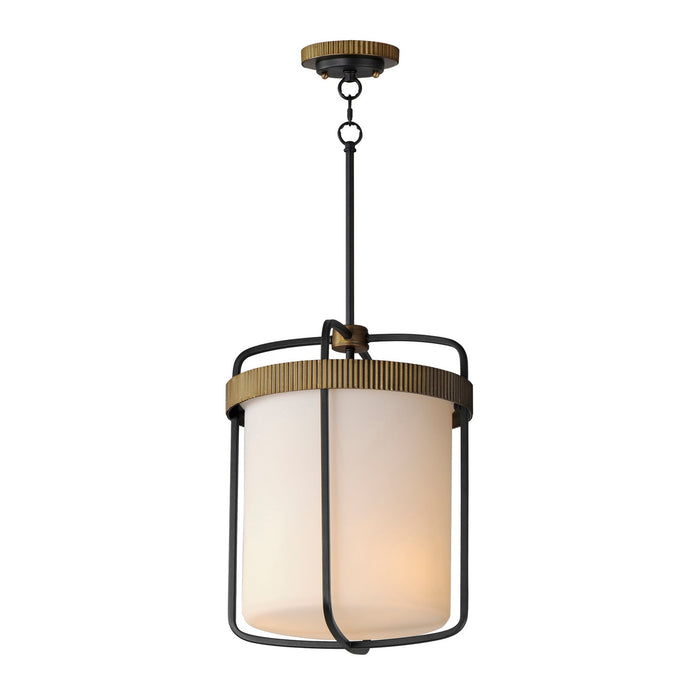 Myhouse Lighting Maxim - 32653SWBKAB - Three Light Pendant - Ruffles - Black / Antique Brass