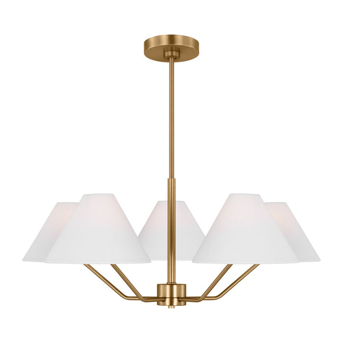 Myhouse Lighting Visual Comfort Studio - DJC1005SB - Five Light Chandelier - Burke - Satin Brass