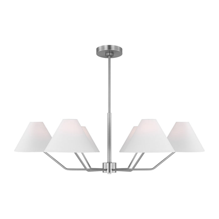 Myhouse Lighting Visual Comfort Studio - DJC1016BS - Six Light Chandelier - Burke - Brushed Steel