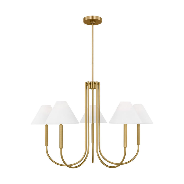 Myhouse Lighting Visual Comfort Studio - DJC1035SB - Six Light Chandelier - Porteau - Satin Brass