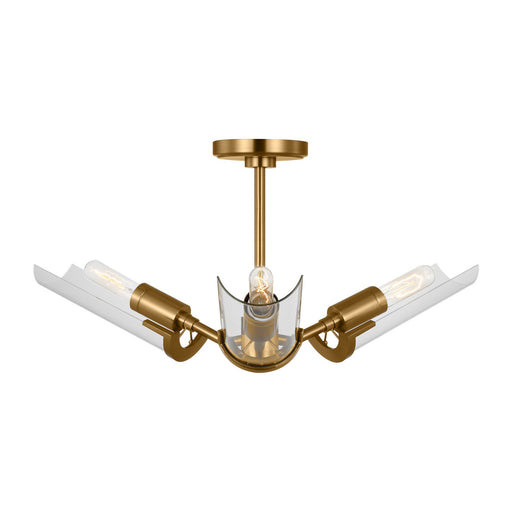 Myhouse Lighting Visual Comfort Studio - TF1023BBS - Three Light Flush Mount - Mezzo - Burnished Brass