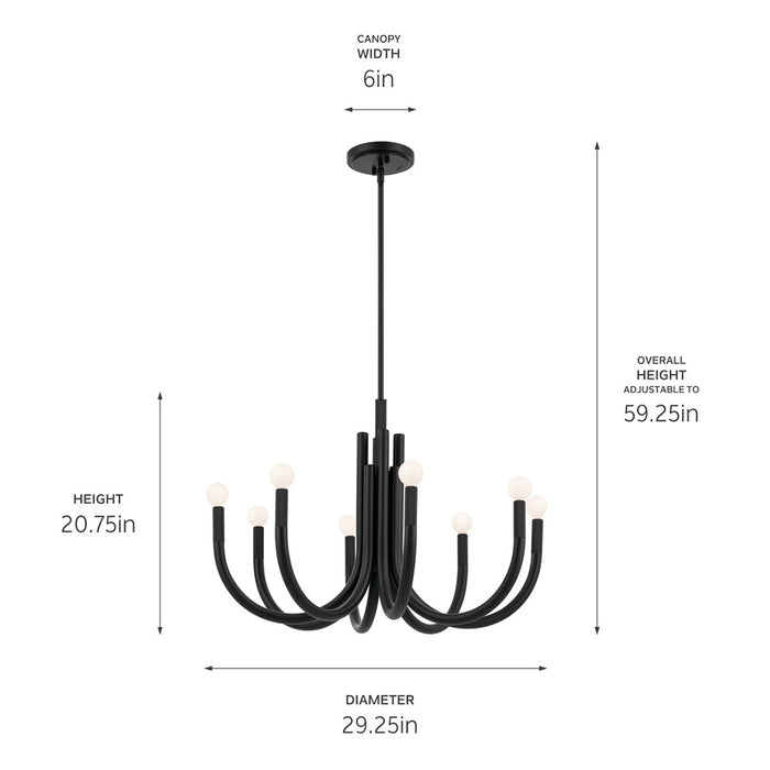 Myhouse Lighting Kichler - 52550BK - Eight Light Chandelier - Odensa - Black