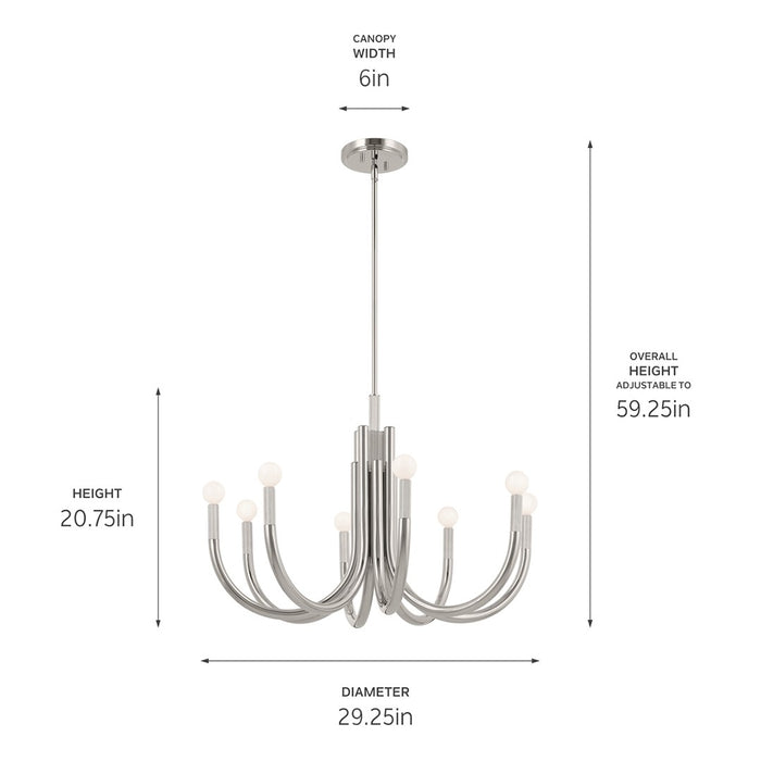 Myhouse Lighting Kichler - 52550PN - Eight Light Chandelier - Odensa - Polished Nickel