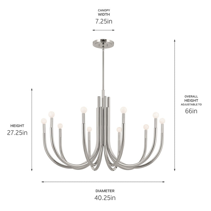 Myhouse Lighting Kichler - 52551PN - Ten Light Chandelier - Odensa - Polished Nickel