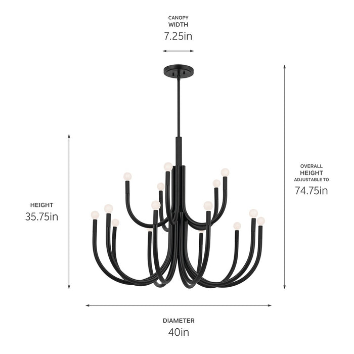 Myhouse Lighting Kichler - 52552BK - 15 Light Chandelier - Odensa - Black