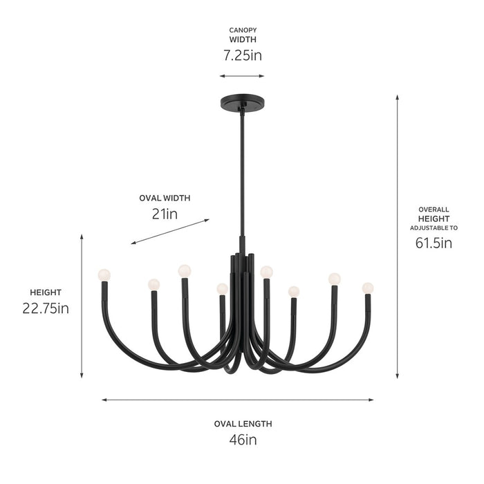 Myhouse Lighting Kichler - 52553BK - Eight Light Chandelier - Odensa - Black