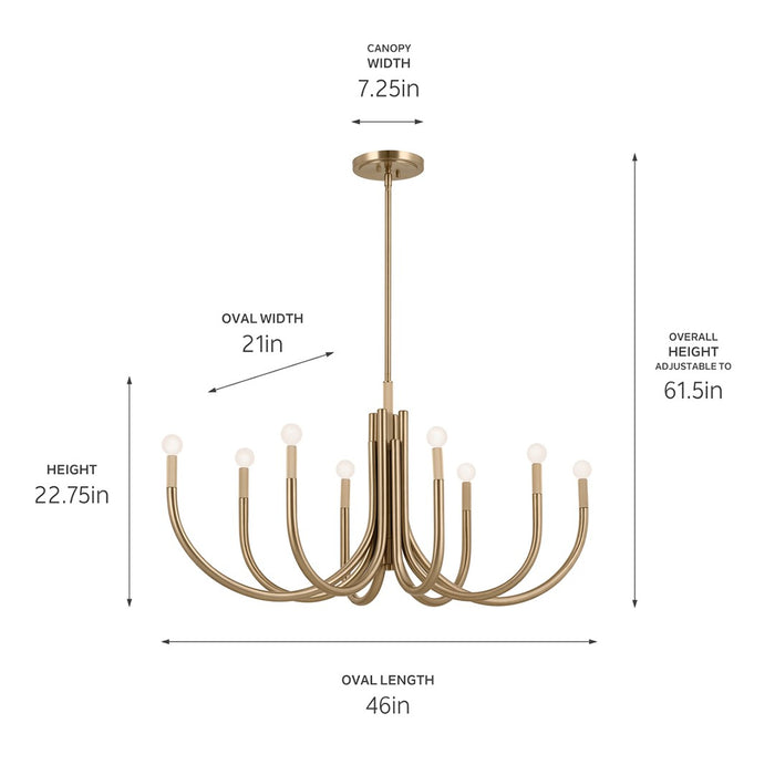 Myhouse Lighting Kichler - 52553CPZ - Eight Light Chandelier - Odensa - Champagne Bronze