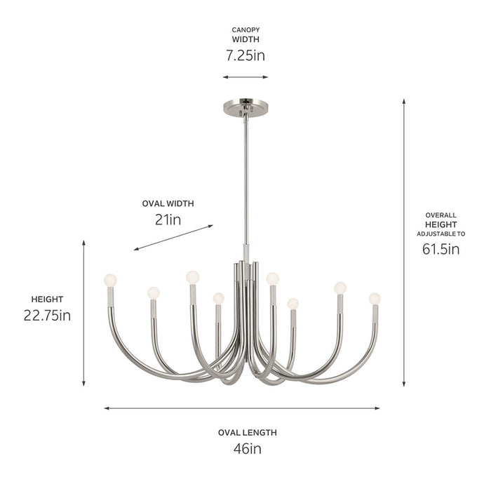 Myhouse Lighting Kichler - 52553PN - Eight Light Chandelier - Odensa - Polished Nickel