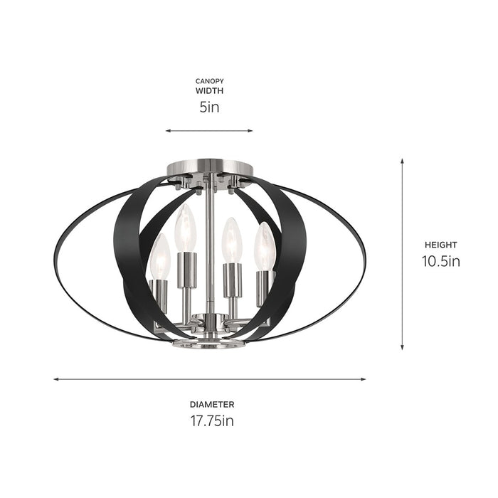 Myhouse Lighting Kichler - 52588PN - Four Light Flush Mount - Cecil - Polished Nickel