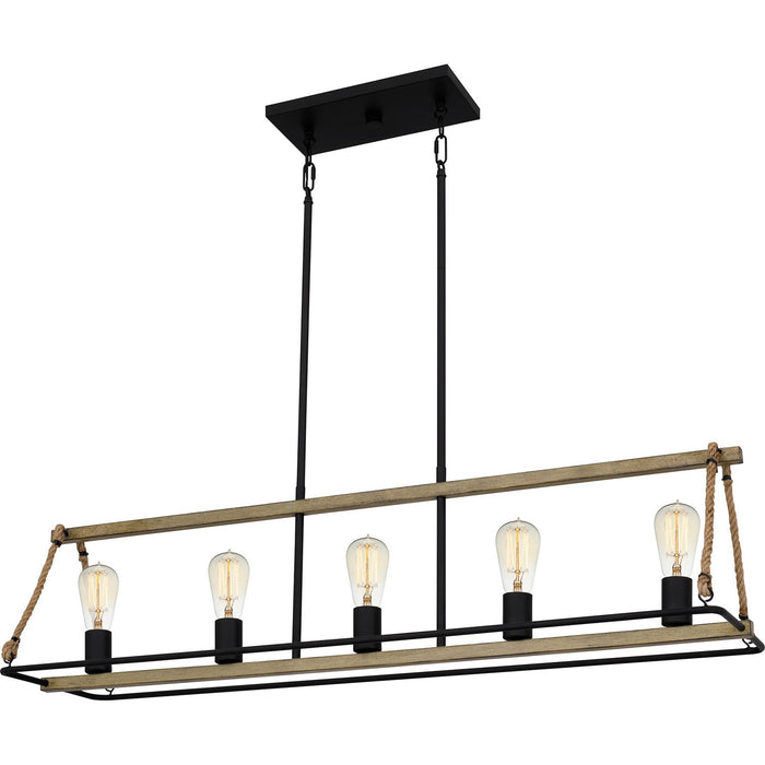 Myhouse Lighting Quoizel - OKP542MBK - Five Light Linear Chandelier - Oak Park - Matte Black