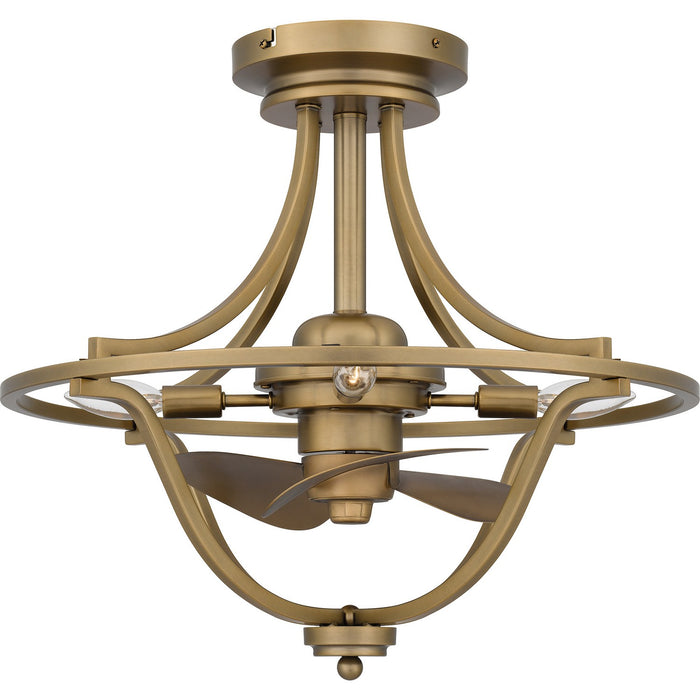 Myhouse Lighting Quoizel - QFA6156WS - Four Light Fandelier - Quoizel Fandelier - Weathered Brass