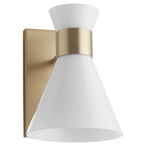 Myhouse Lighting Quorum - 5119-1-80 - One Light Wall Mount - Beldar - Aged Brass w/ Gloss Opal