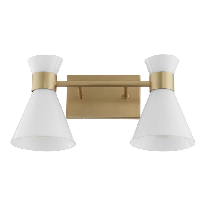 Myhouse Lighting Quorum - 5119-2-80 - Two Light Vanity - Beldar - Aged Brass w/ Gloss Opal