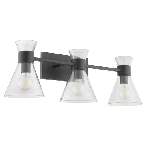 Myhouse Lighting Quorum - 5119-3-259 - Three Light Vanity - Beldar - Matte Black w/ Clear Glass