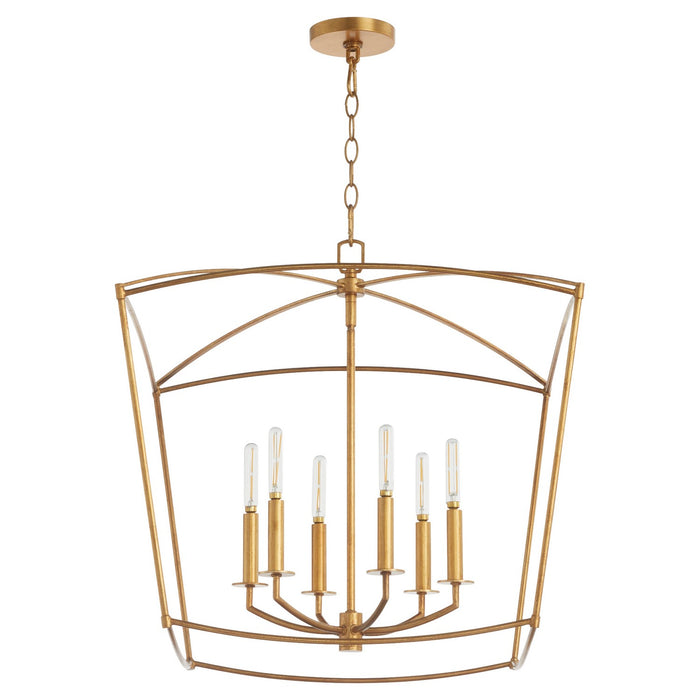 Myhouse Lighting Quorum - 6412-6-74 - Six Light Pendant - Mantle - Gold Leaf