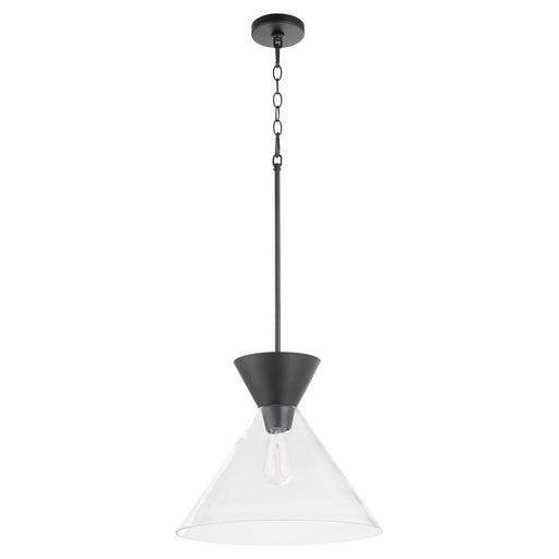 Myhouse Lighting Quorum - 8119-259 - One Light Pendant - Beldar - Matte Black w/ Clear Glass