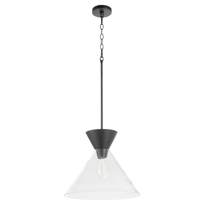 Myhouse Lighting Quorum - 8119-259 - One Light Pendant - Beldar - Matte Black w/ Clear Glass