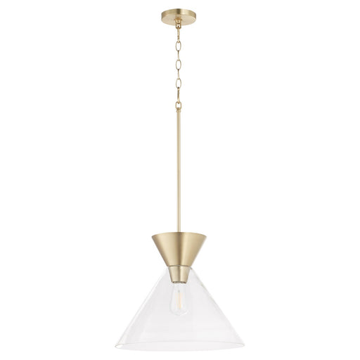 Myhouse Lighting Quorum - 8119-280 - One Light Pendant - Beldar - Aged Brass w/ Clear Glass