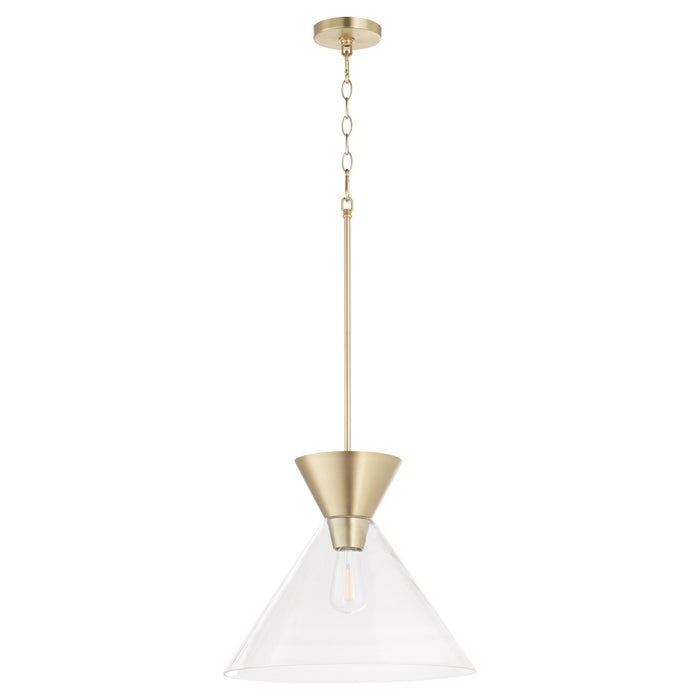 Myhouse Lighting Quorum - 8119-280 - One Light Pendant - Beldar - Aged Brass w/ Clear Glass