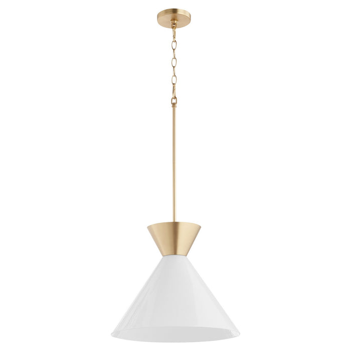 Myhouse Lighting Quorum - 8119-80 - One Light Pendant - Beldar - Aged Brass w/ Gloss Opal