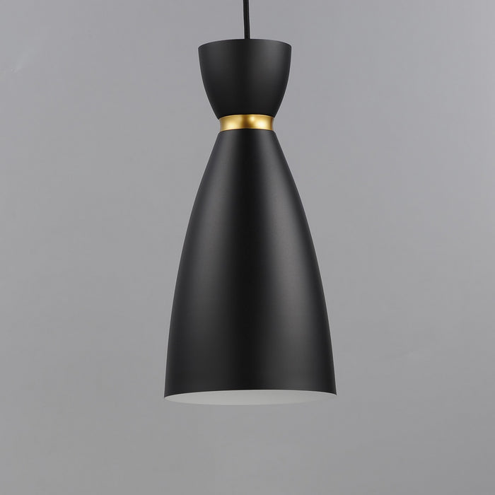 Myhouse Lighting Maxim - 11301BKSBR - One Light Mini Pendant - Carillon - Black / Satin Brass