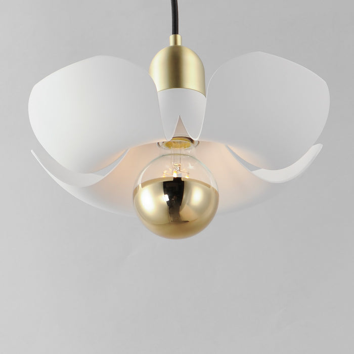 Myhouse Lighting Maxim - 11391WTSBR - LED Pendant - Poppy - White/Satin Brass