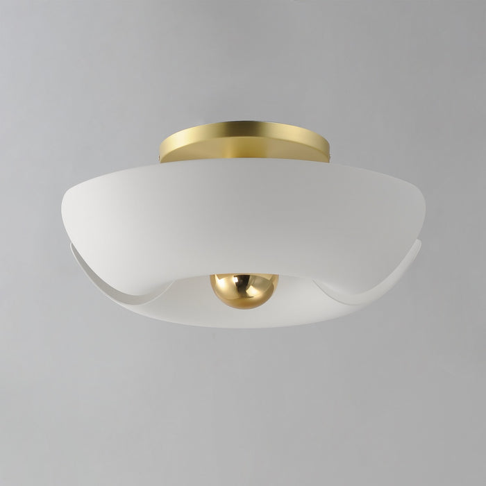 Myhouse Lighting Maxim - 11399WTSBR - LED Flush Mount - Poppy - White/Satin Brass