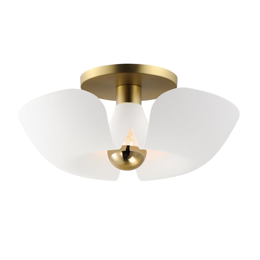 Myhouse Lighting Maxim - 11399WTSBR - LED Flush Mount - Poppy - White/Satin Brass