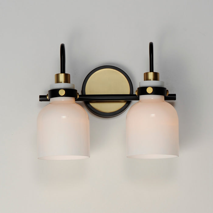 Myhouse Lighting Maxim - 12332WTBKSBR - Two Light Bath Vanity - Milk - Satin Brass