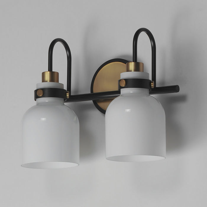 Myhouse Lighting Maxim - 12332WTBKSBR - Two Light Bath Vanity - Milk - Satin Brass