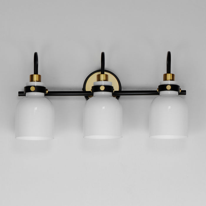 Myhouse Lighting Maxim - 12333WTBKSBR - Three Light Bath Vanity - Milk - Satin Brass