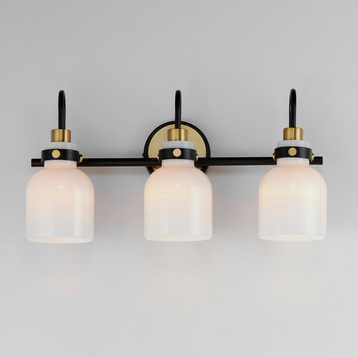 Myhouse Lighting Maxim - 12333WTBKSBR - Three Light Bath Vanity - Milk - Satin Brass