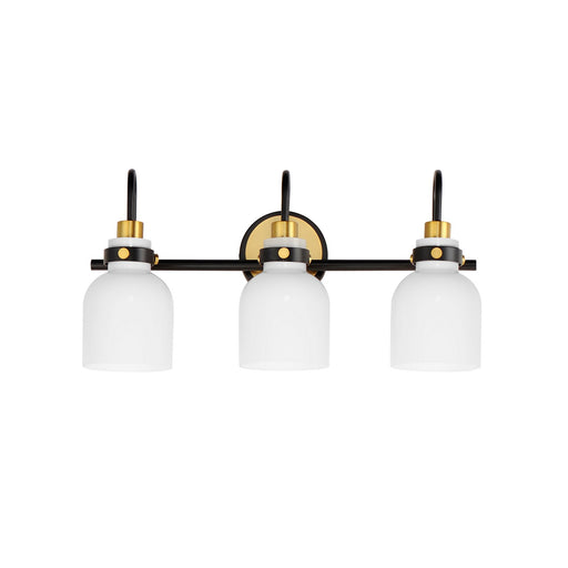 Myhouse Lighting Maxim - 12333WTBKSBR - Three Light Bath Vanity - Milk - Satin Brass