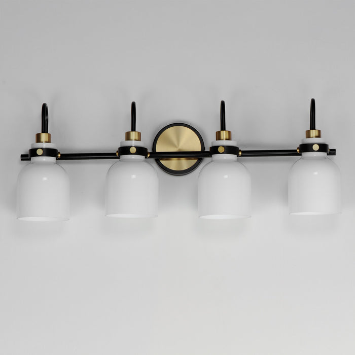 Myhouse Lighting Maxim - 12334WTBKSBR - Four Light Bath Vanity - Milk - Satin Brass