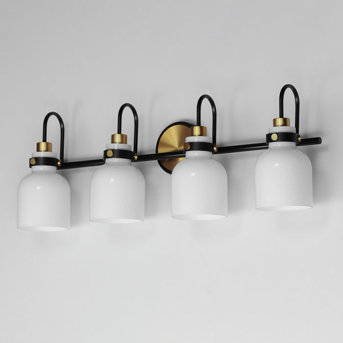 Myhouse Lighting Maxim - 12334WTBKSBR - Four Light Bath Vanity - Milk - Satin Brass