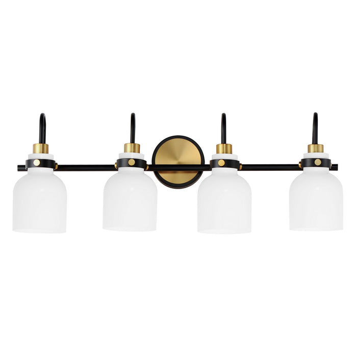 Myhouse Lighting Maxim - 12334WTBKSBR - Four Light Bath Vanity - Milk - Satin Brass