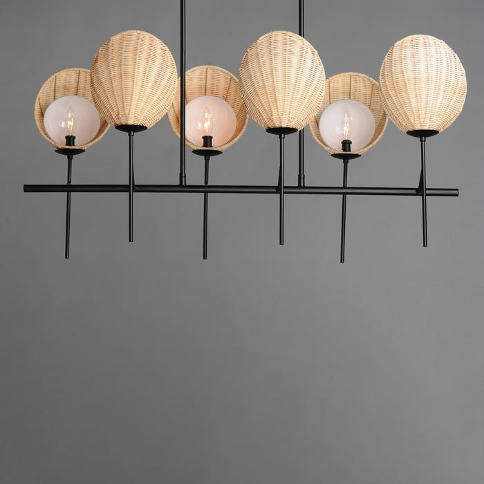 Myhouse Lighting Maxim - 12607NABK - Six Light Linear Chandelier - Maldives - Black